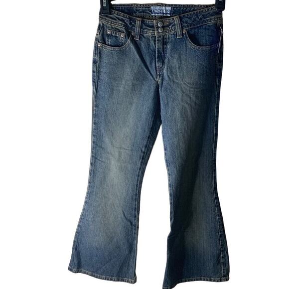 Limited Too Authentic Denim Jeans Sz 12 Girl/Teen Flared Wide Leg Dark Wash Blue - Picture 1 of 15